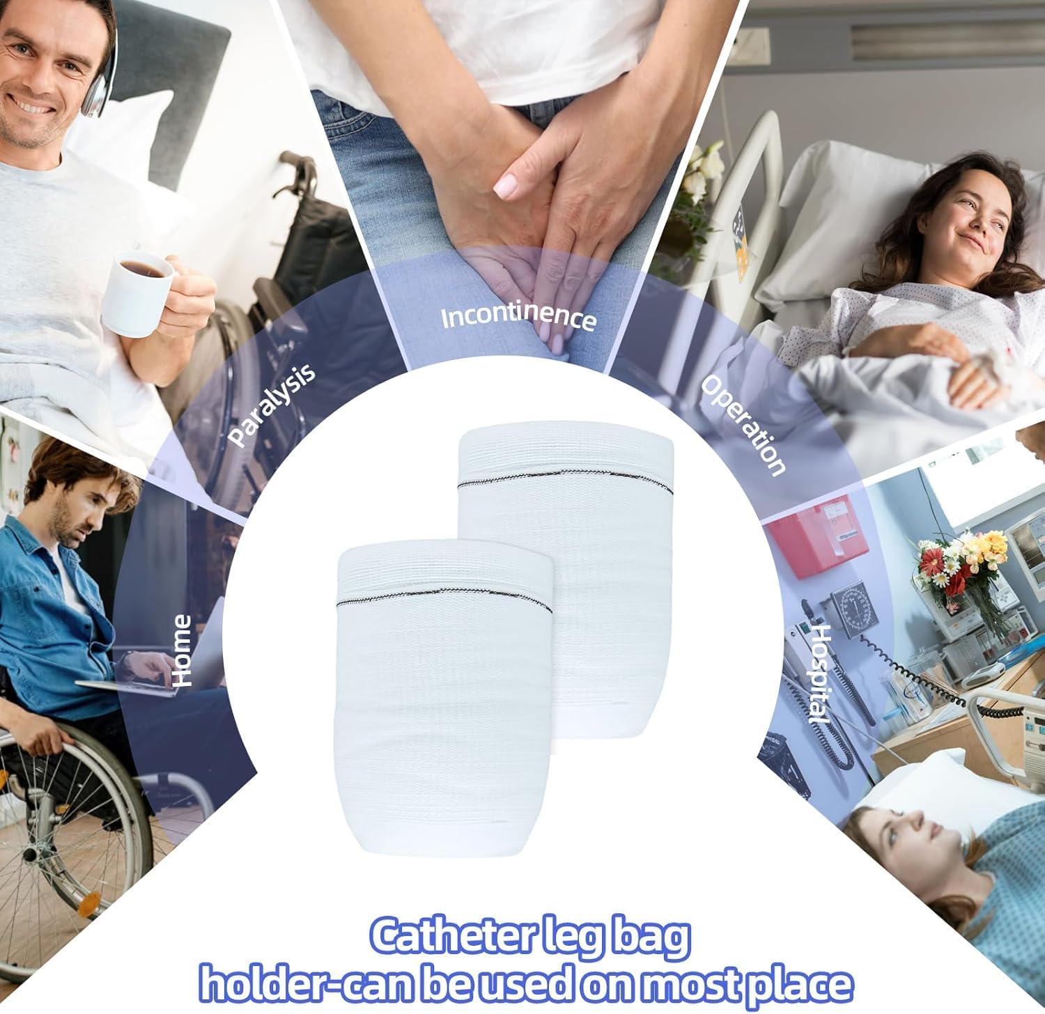 Catheter Leg Bag Holder 2 Count- Fabric Urine Bag Sleeves, Secure Drainage, Adjustable Straps for Men, Women, and Wheelchair Users (L)