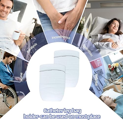 Miniatura 5 de Soporte para bolsa de pierna de catéter, 2 unidades, fundas de tela para orina, drenaje seguro, correas ajustables para hombres, mujeres y usuarios
