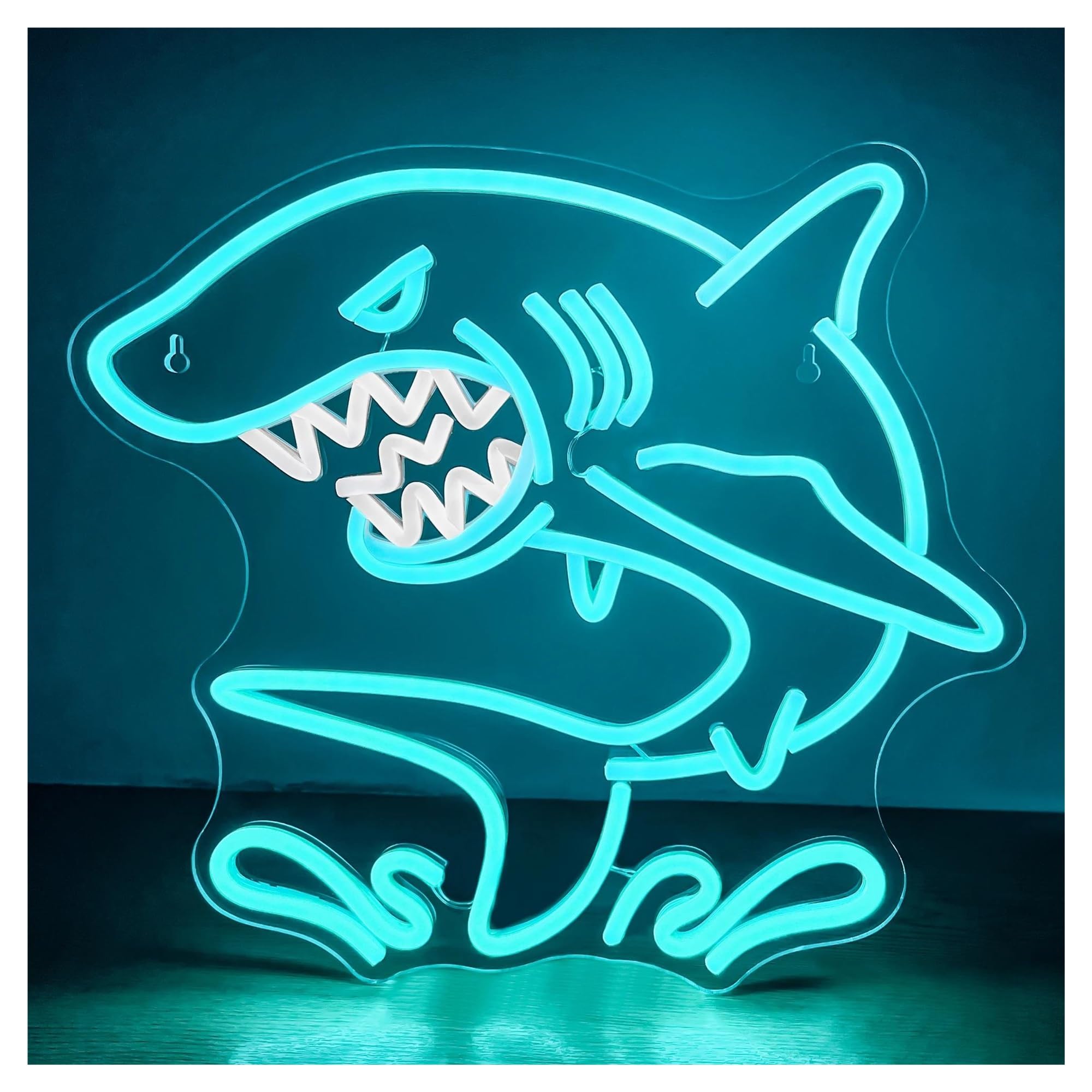 SHOUXI Sign Lamp Shark Neon Signs Wall Decor Reusable Shark Night Light USB Dimmer for Living Game Room Shop Hotel Bar Party 35cmх38cm