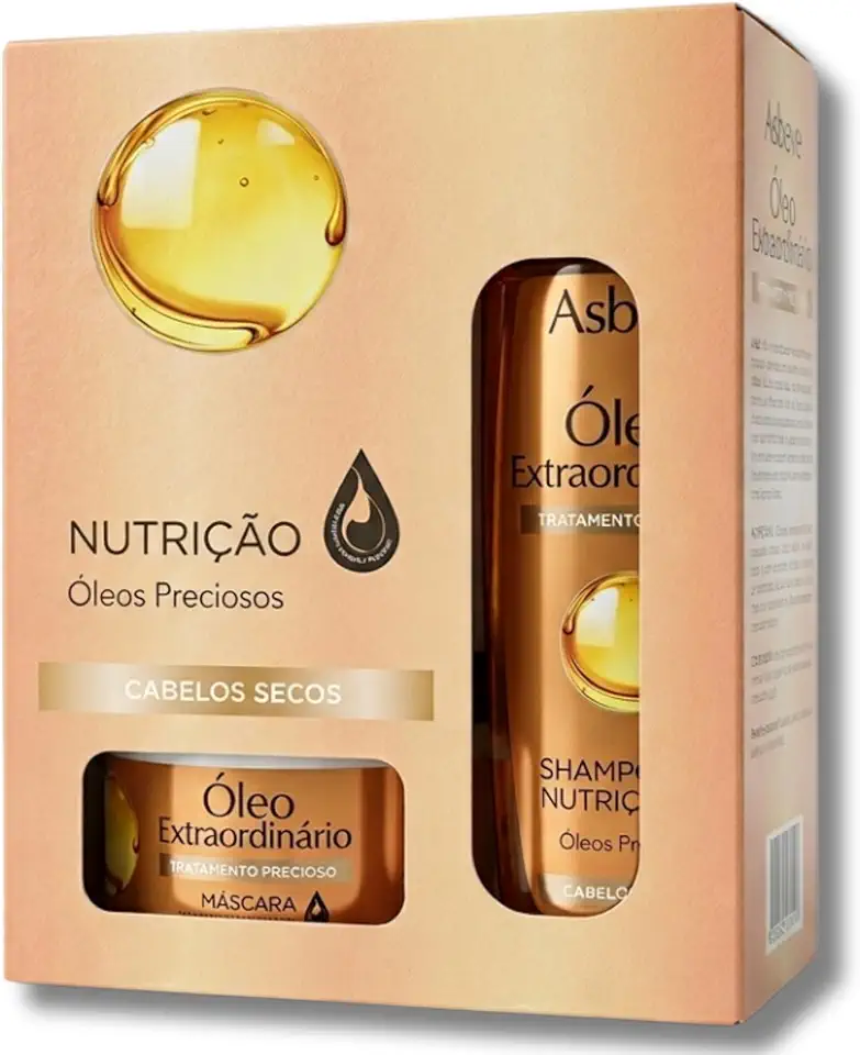 Kit Shampoo e condicionador para cabelo seco - Nutrição Profissional Asbel - Óleo extraordinário - Com Óleos Nobres e Proteção Térmica (3 Itens)