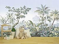 Vista 2 de Papel tapiz tropical de hojas de plátano verde, murales de plantas para dormitorio y sala de estar (no es autoadhesivo)