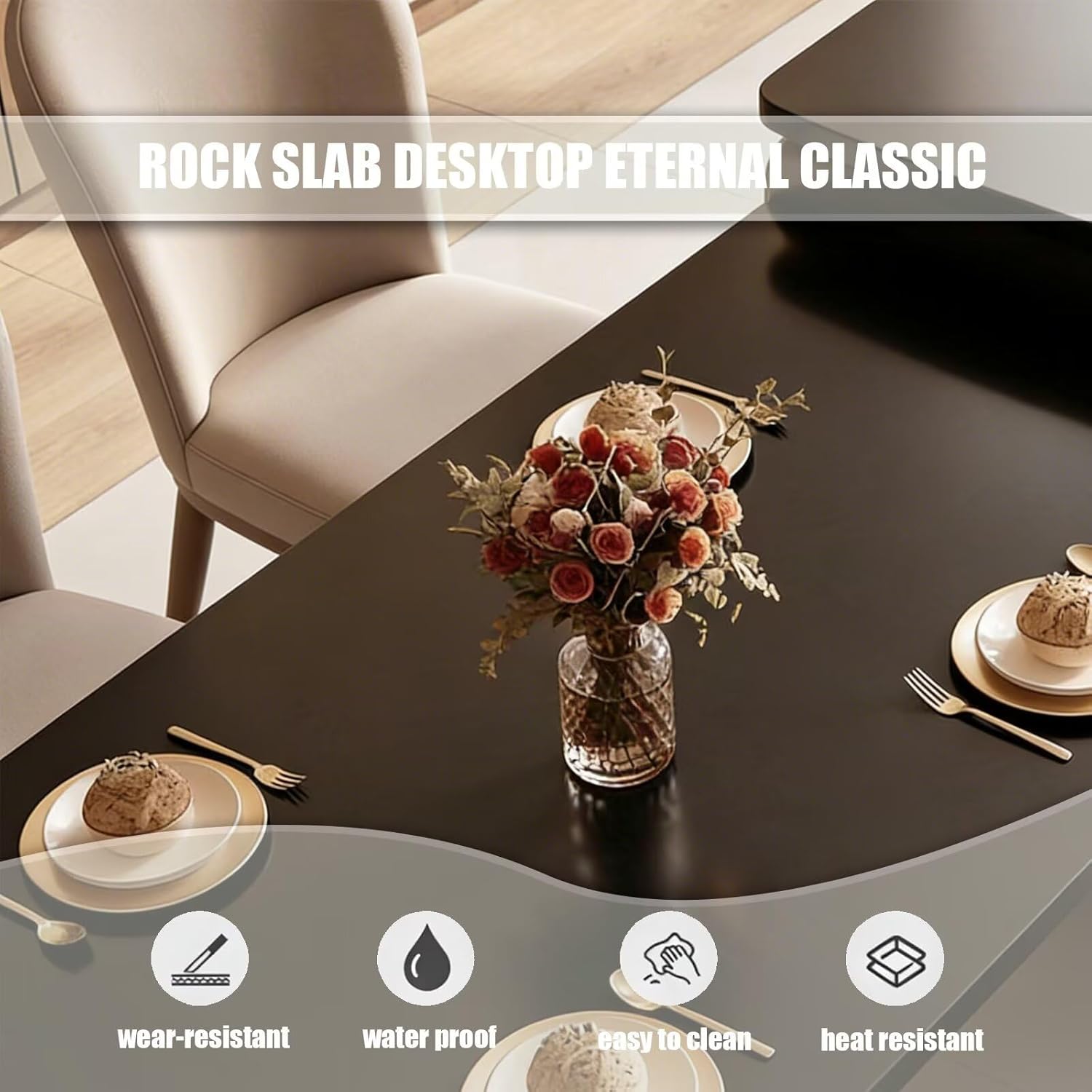 Kitchen Island with Storage - Modern Extendable Dining Table with Suitable for 4 People,Drawer,Cabinet Storage,Black Tabletop & Wooden Cabinet Material (78.74IN No Chairs)