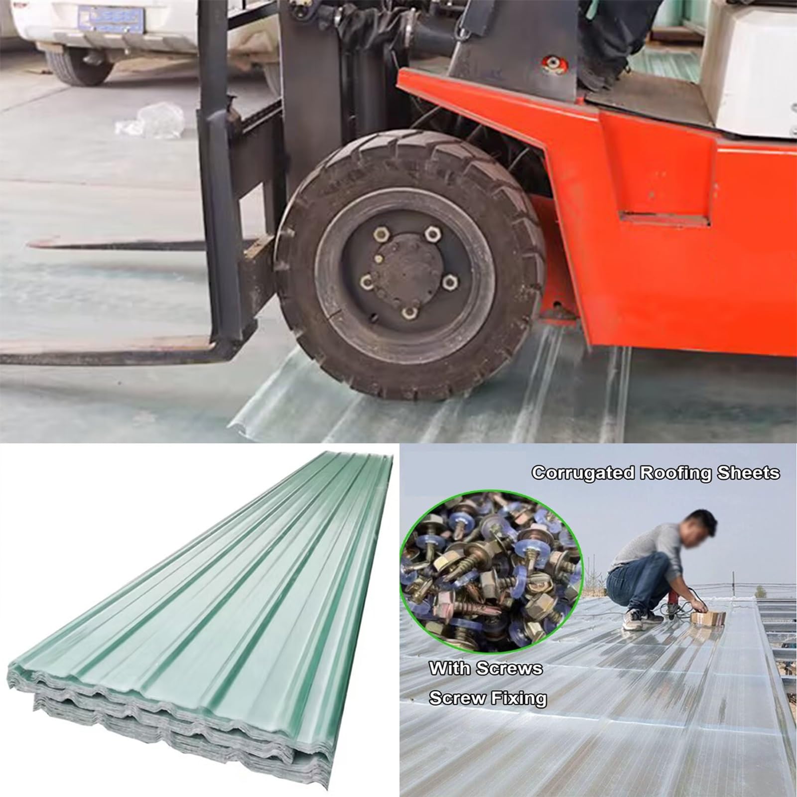 Pannelli da Tetto Isolanti Trasparenti,Pannelli da Tetto Resistente ai Raggi UV，Lamiera Ondulata Autopulizia，Lamiere Ondulate Antipioggia in FRP,per Esterni Tettoia(4pcs,0.9 * 1.7m/35 * 67in)