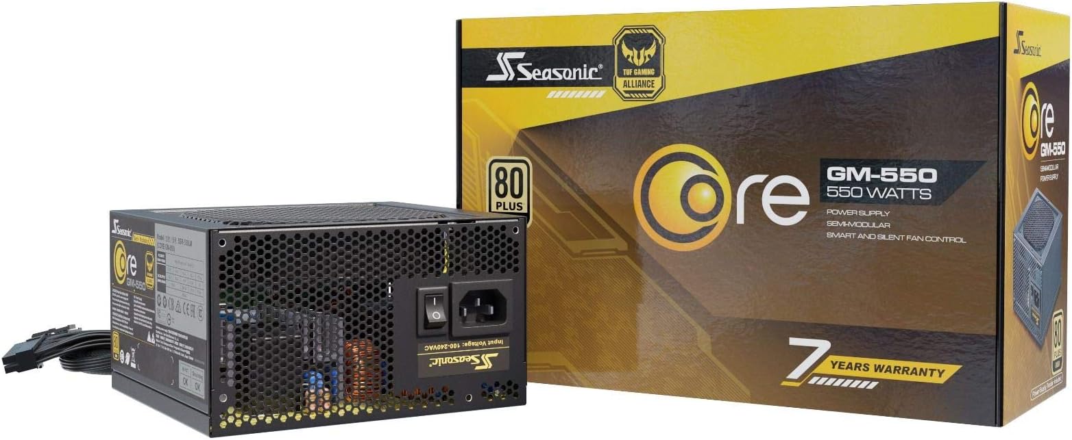 Seasonic CORE GM-550, 550W 80+ Gold, Semi-Modular, Fan Control in Silent and Cooling Mode, Perfect Power Supply for Gaming and Various Application, SSR-550LM