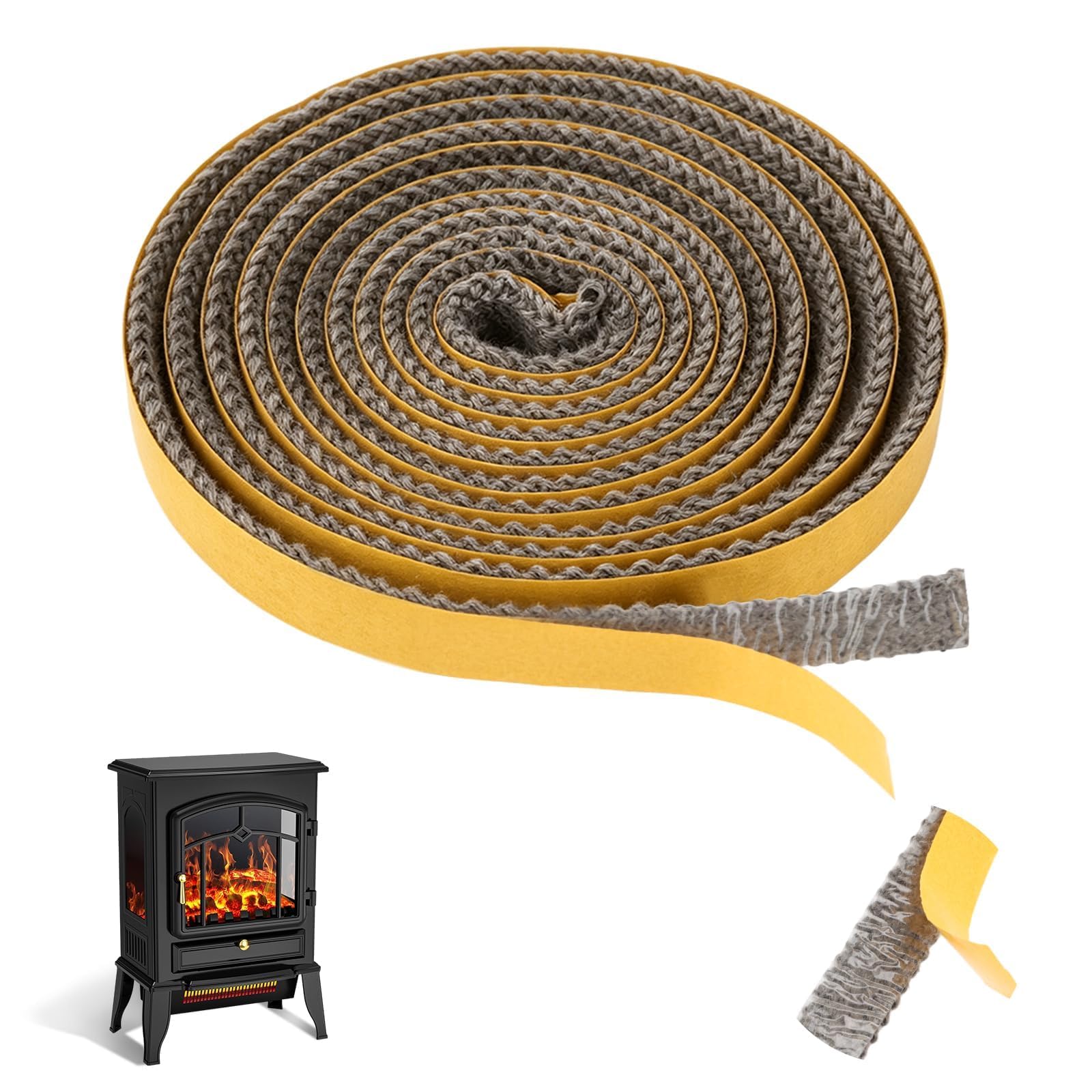 Dwsdws Fire Rope Tape 2mm×15mm×2m Fire Seal Adhesive Black Stove Rope