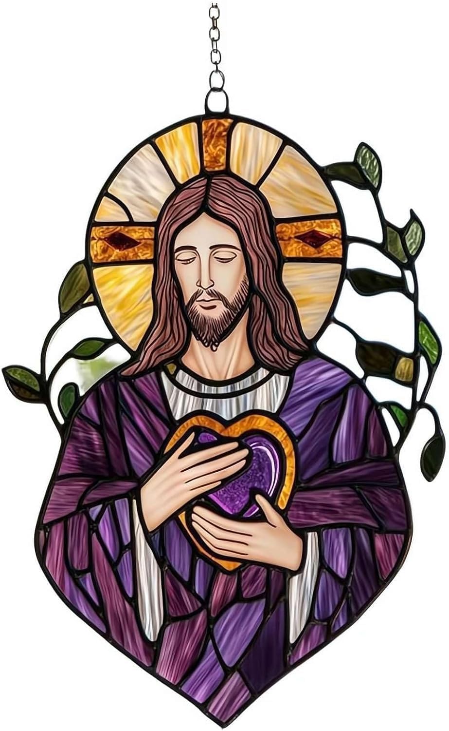 8x6inch Acrylic Sun Catchers Indoor Window Colorful 2D Jesus Acrylic Car Sun Catcher Housewarming Ornaments Car Interior Accessories Decorative