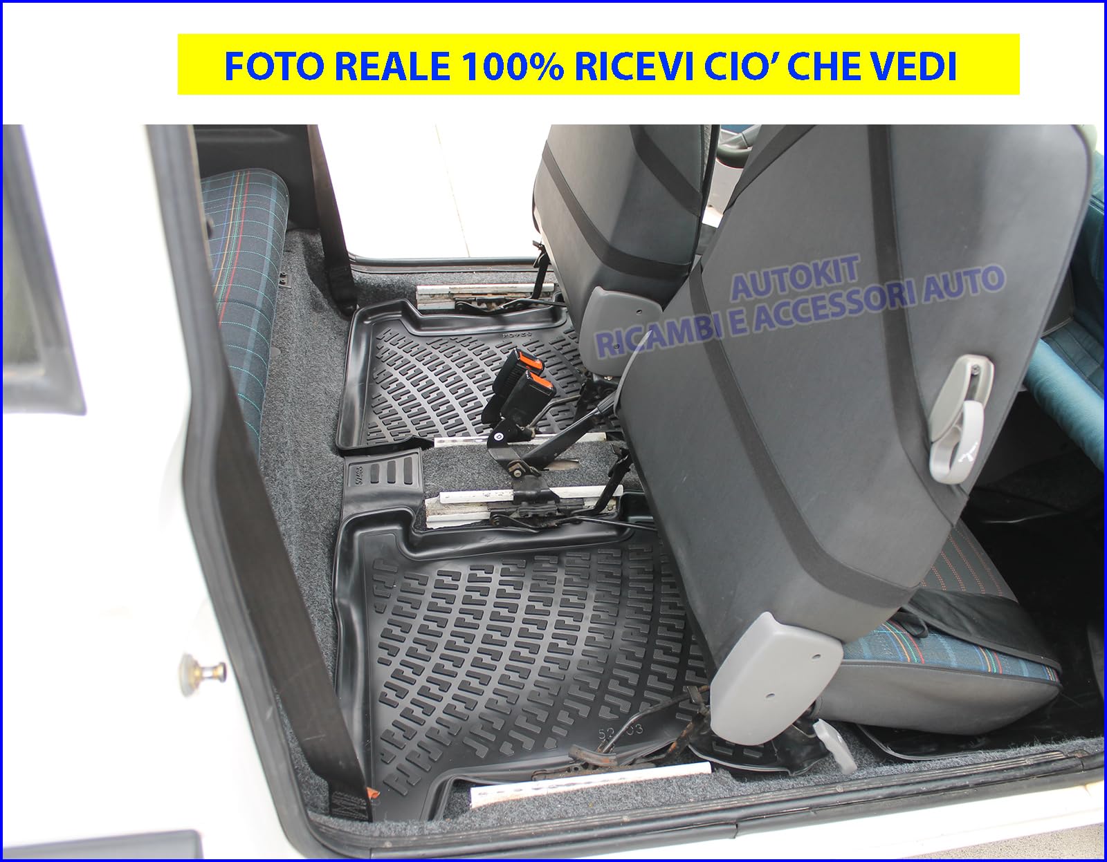 Tappetini Tappeti auto in Gomma 3D a Vaschetta + Battitacco Poggiapiede in Moquette antiscivolo Specifici per tutte le Panda modello 141-141A prodotte dal 1986 al 2003-8024897 - 28024