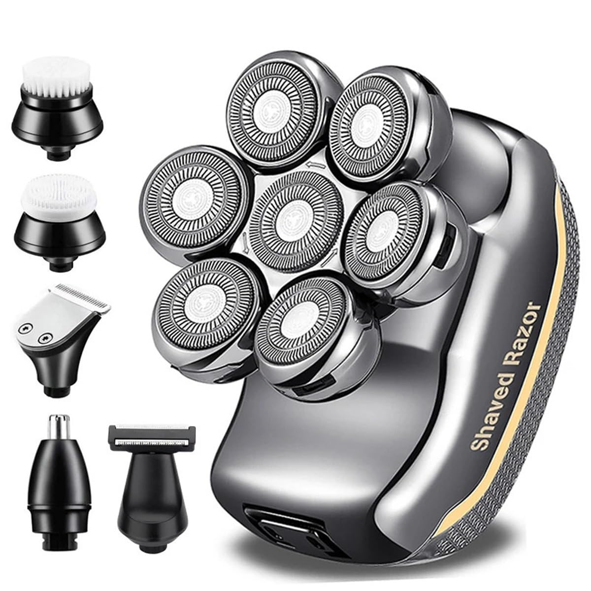 Rasoio Elettrico Barba, 5 in 1 rasoi for la testa for uomini calvi 7D rasoio elettrico kit for toelettatura tagliacapelli LCD impermeabile rasoi for testa calva bagnato/asciutto
