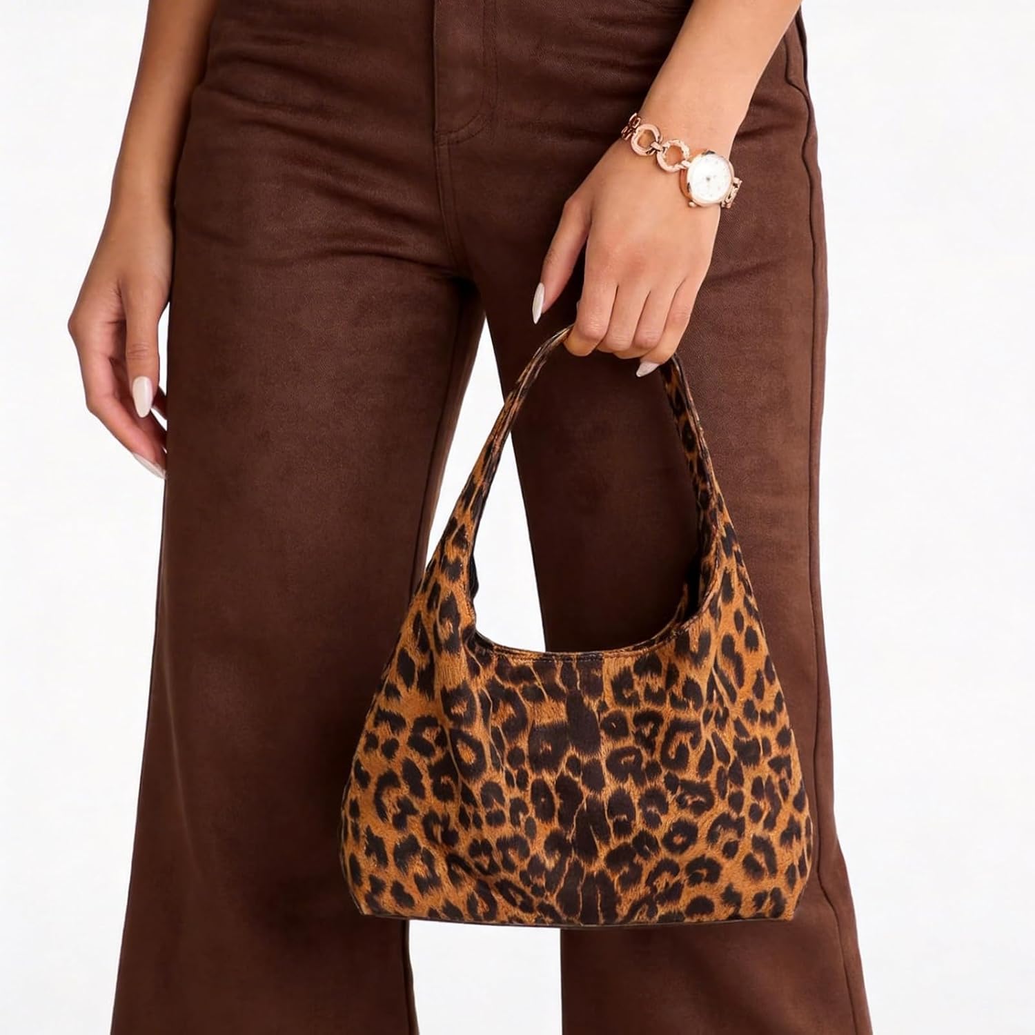 ENBEI Large Leopard Hobo Bag for Women Trendy Shoulder Tote Bag, Foldable Lightweight Travel Bag, Fashion Handbag for Shopping, Work & Daily Use | Large, Leopard, Lightweight