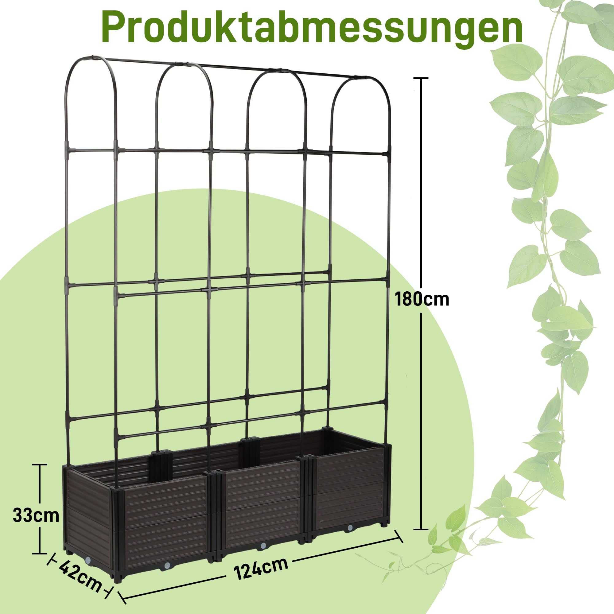 3Tier Tomaten Pflanzkästen erhöhtem,180*124*42cm,Höhenverstellbar