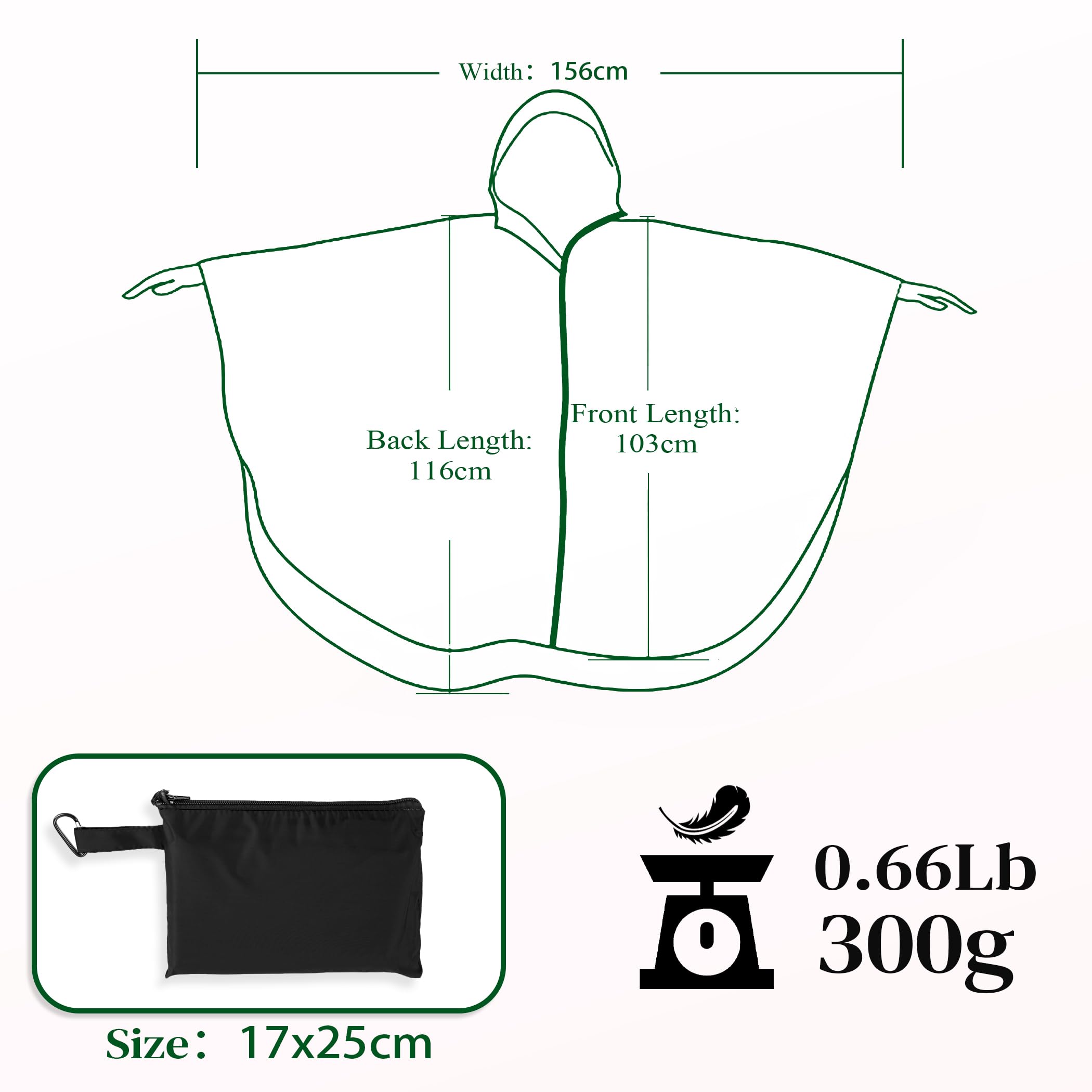 Poncho Réutilisable Imperméable Femme Unisexe - Capuche, Fermeture Éclair - Pour Randonnée Camping Vélo