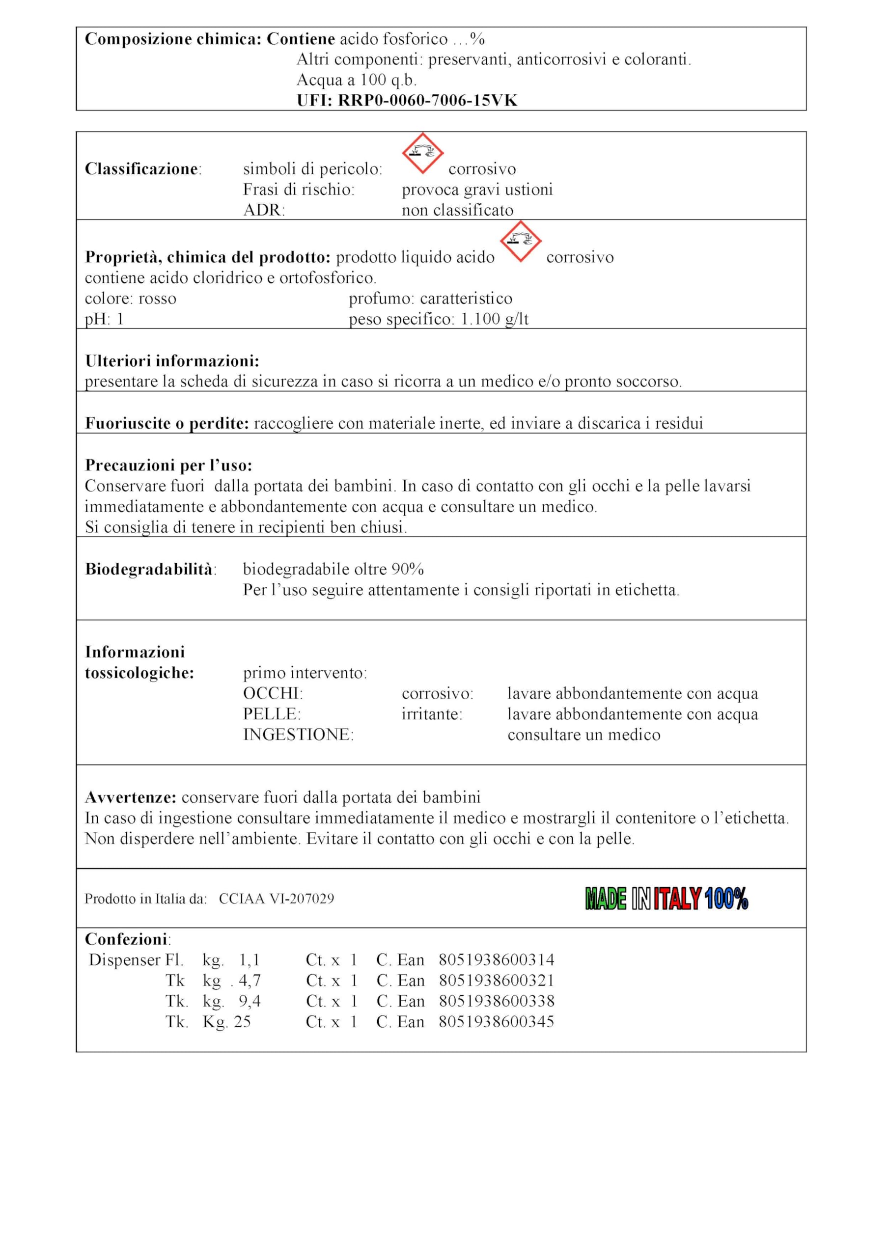 PIP Anticalcare Macchina Ghiaccio, Detergente Anticalcareo Formaghiaccio, Disincrostante, Igienizzatore Professionale, Anticalcare, Tanica UN LT.10 = Kg. 11,4