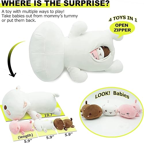 Miniatura 9 de Onsoyours Peluche de gato de reno navideño de 19.7 pulgadas con 3 peluches de gatito, 4 piezas de lindos juguetes de almohada de felpa para niños y