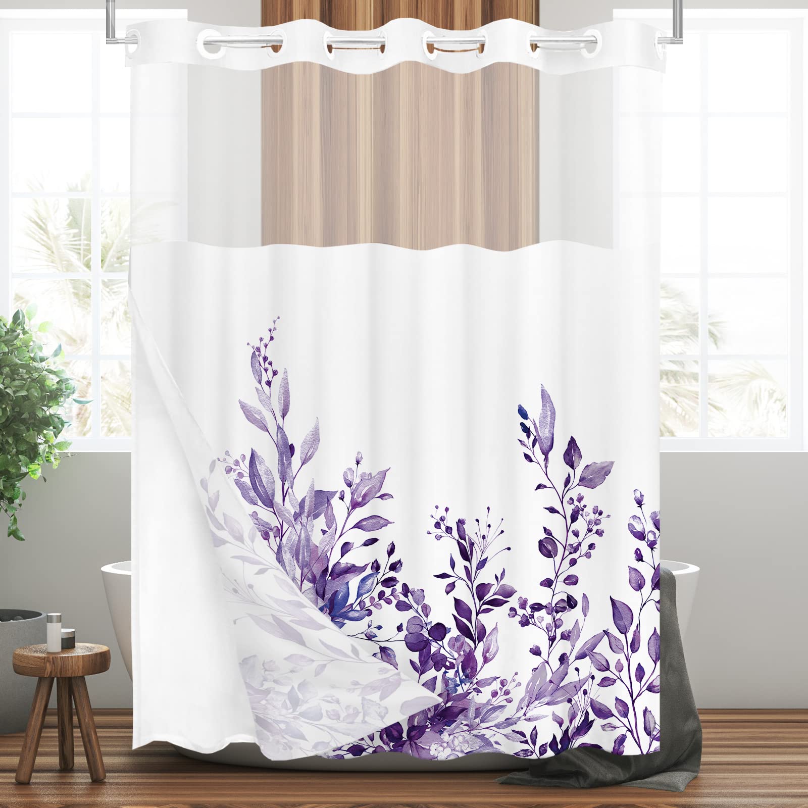 Rideaux de douche imperméables double couche à clipser sans crochets Tititex