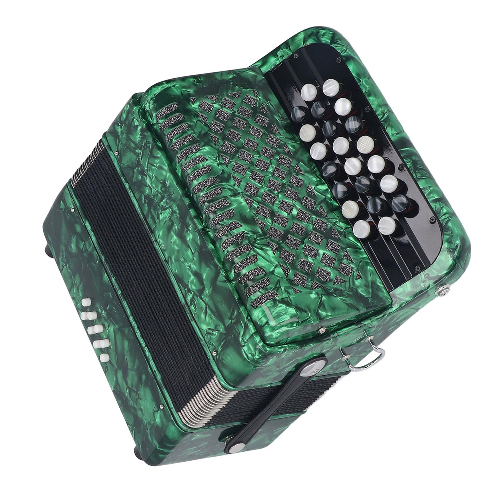 Fisarmonica 22 tasti 8 bassi, strumento musicale professionale per fisarmonica con bottoni sensibili allo scivolamento con tracolla per spettacoli professionali ed esami formali (Green)