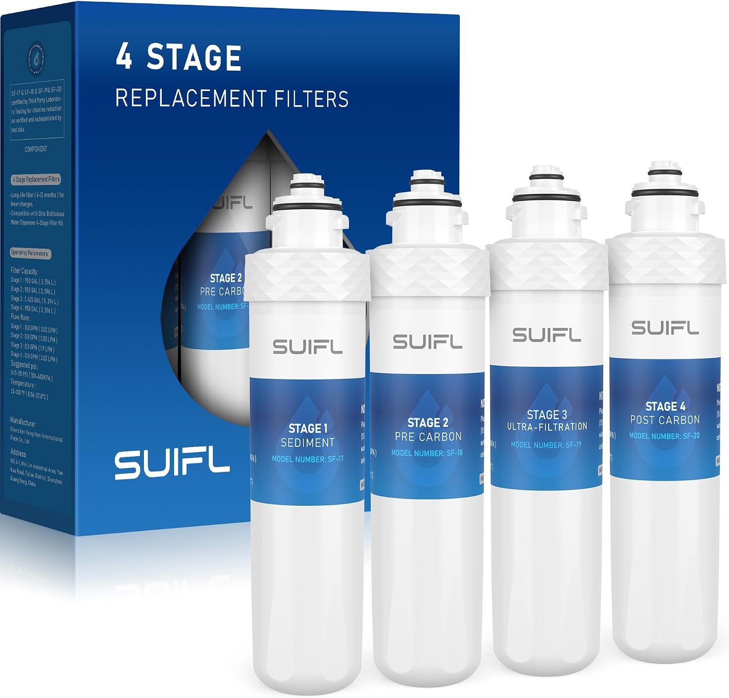 UVF4 4 Stage Filter Replacement Kit, Compatible with Brio UVF4 MIB400PKUF, Brio CLPOU520UVF4, CLPOU320WUVF4, CLCTPOU720UVF4, CLPOU520UVF4BLK, 1 Set