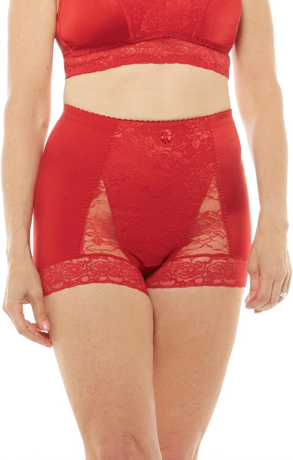 Rhonda Shear, Pin-Up Girl Lace Control Panty, Tummy Control, Floral Lace Panel, Tap Length