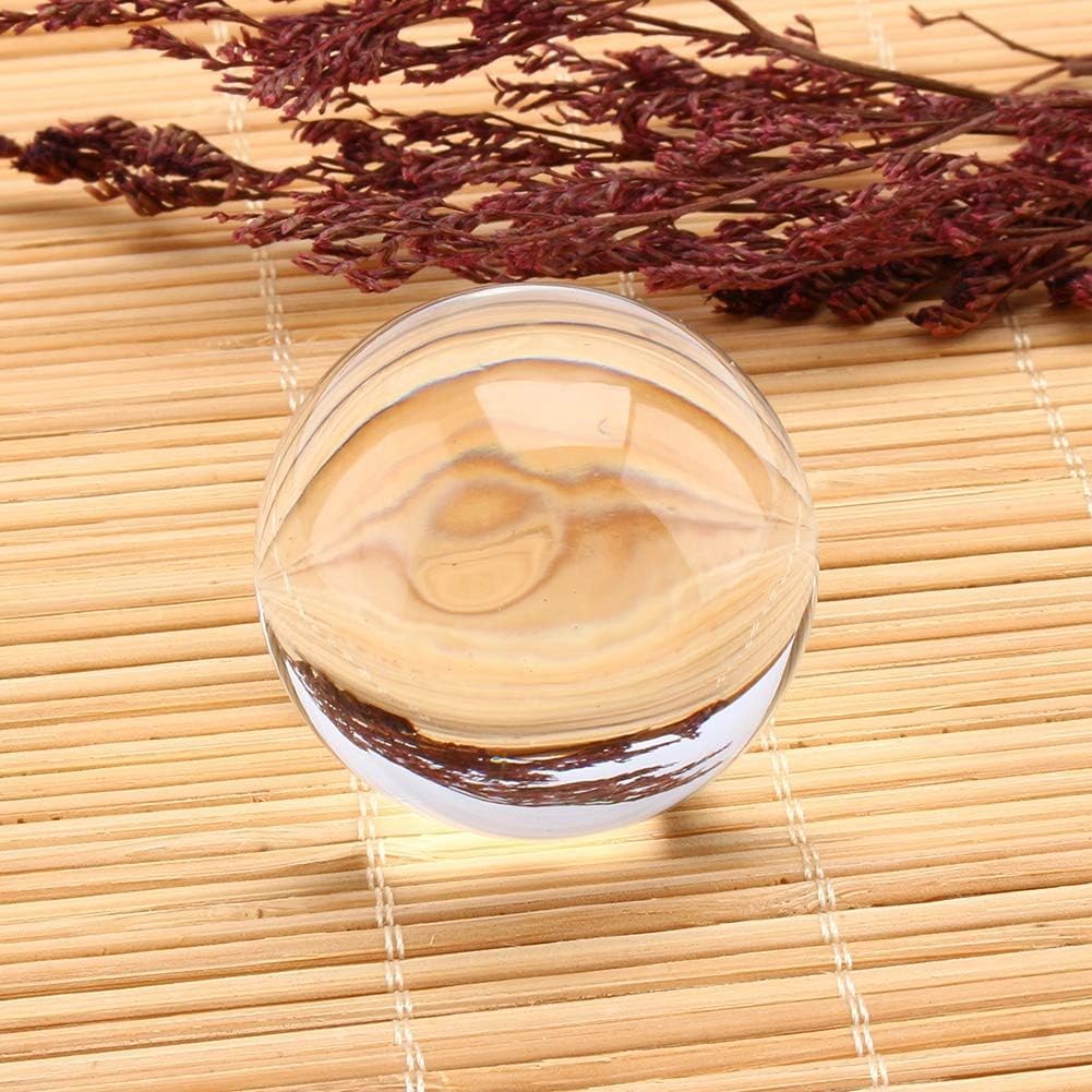 Crystal Ball Crystal Sphere with Wood Stand 40mm Clear Crystal Ball Feng Shui Crystal Display Sphere Ornaments for Meditation Healing