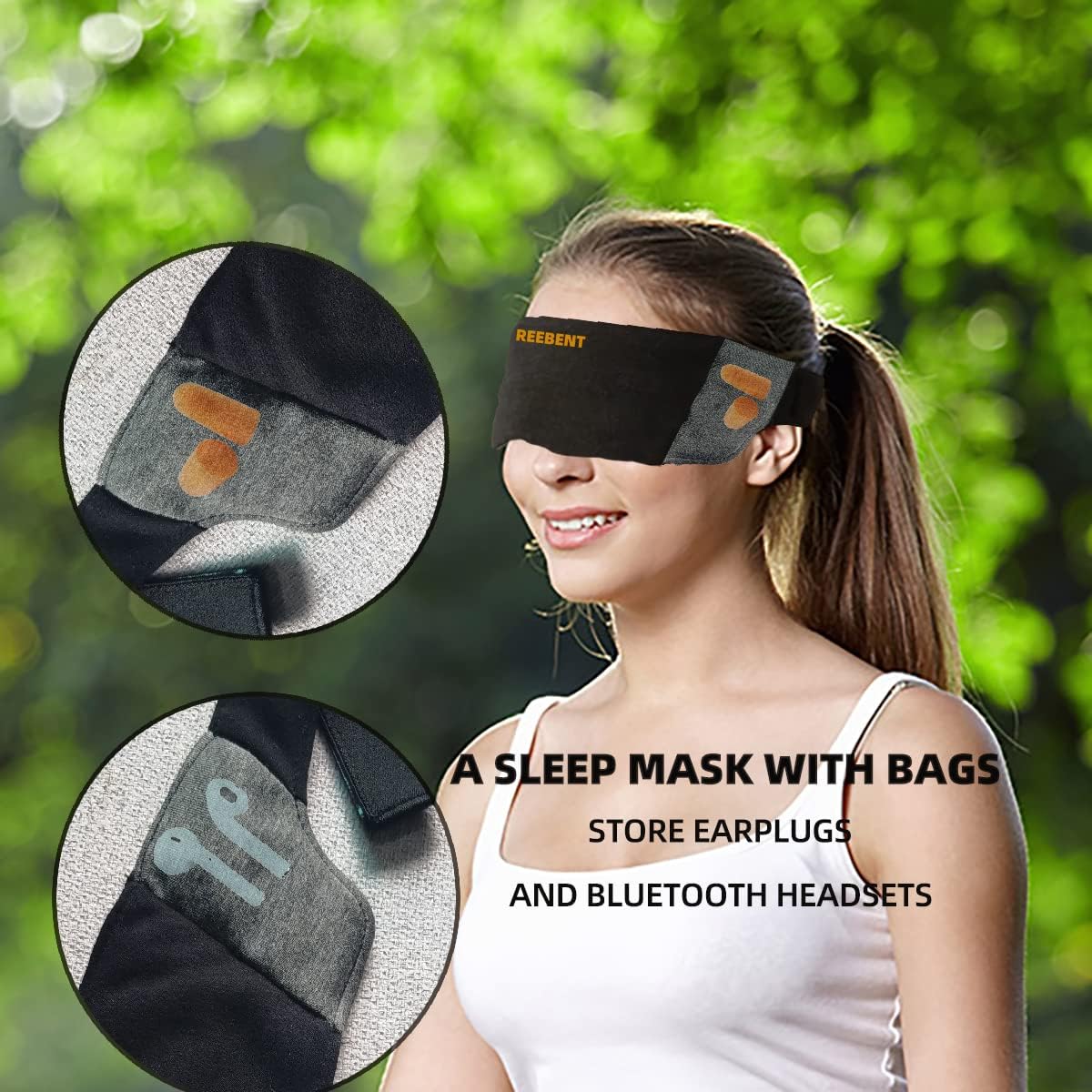 REEBENT The World's First Sleep Mask with Veil, 2 own Storage Cases on mask, 100% Light Blocking, Cotton Eye Blinder for Gift/Traveling/Shifting/Yoga, Best Sleeping mask for Women and Men.
