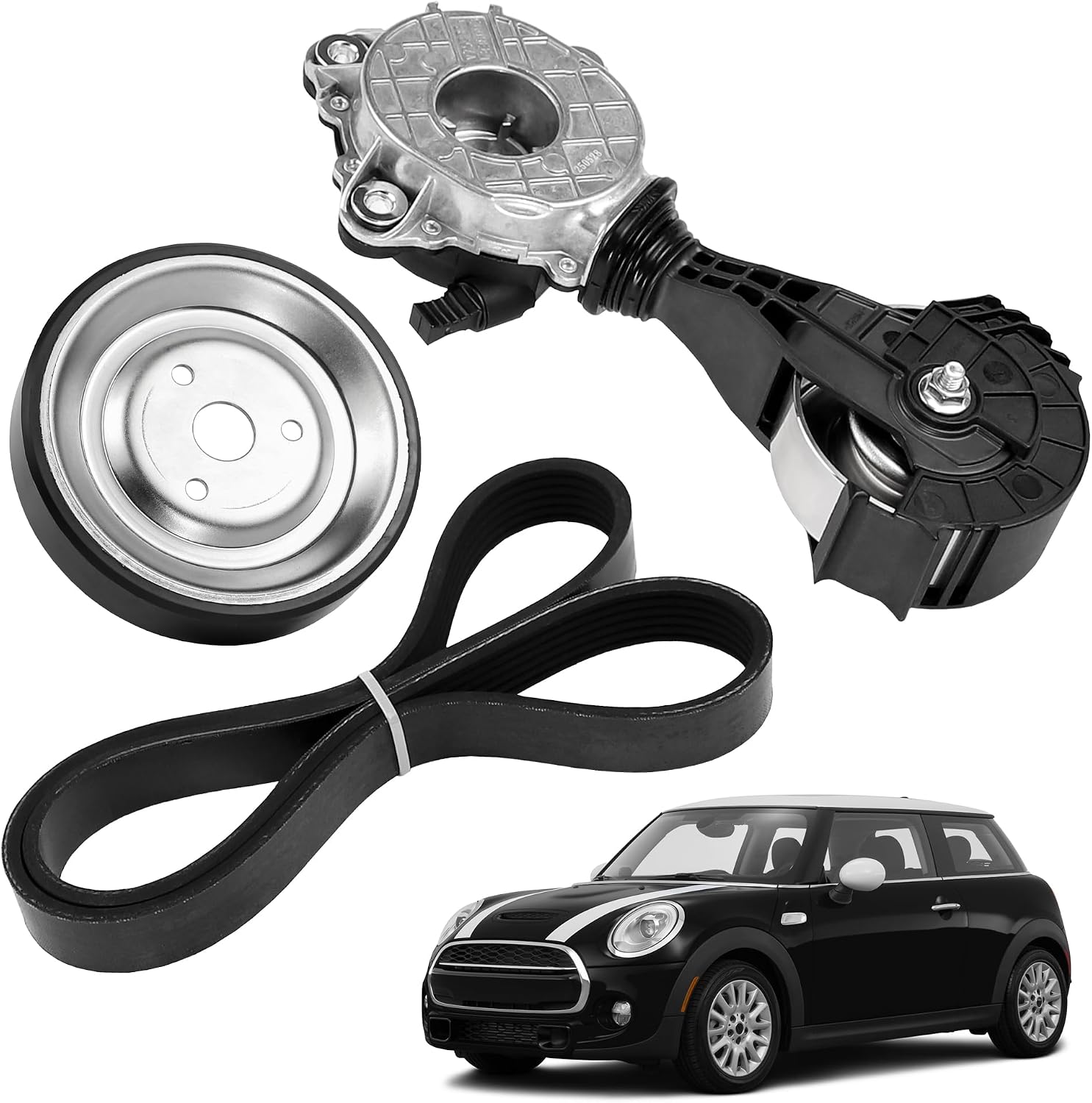 Drive Belt Tensioner Idler Assembly Friction Wheel Compatible with Mini Cooper Paceman Countryman L3 1.5L L4 1.6L 2.0L Replaces 11287598833 11287548848 11287571014 11517545958 11517619020