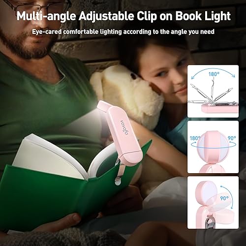 Miniatura 21 de VAVOFO Luz de libro recargable por USB, bloqueo de luz azul, luz de lectura en forma de marcador de clip ámbar, 6 LED para el cuidado de los ojos