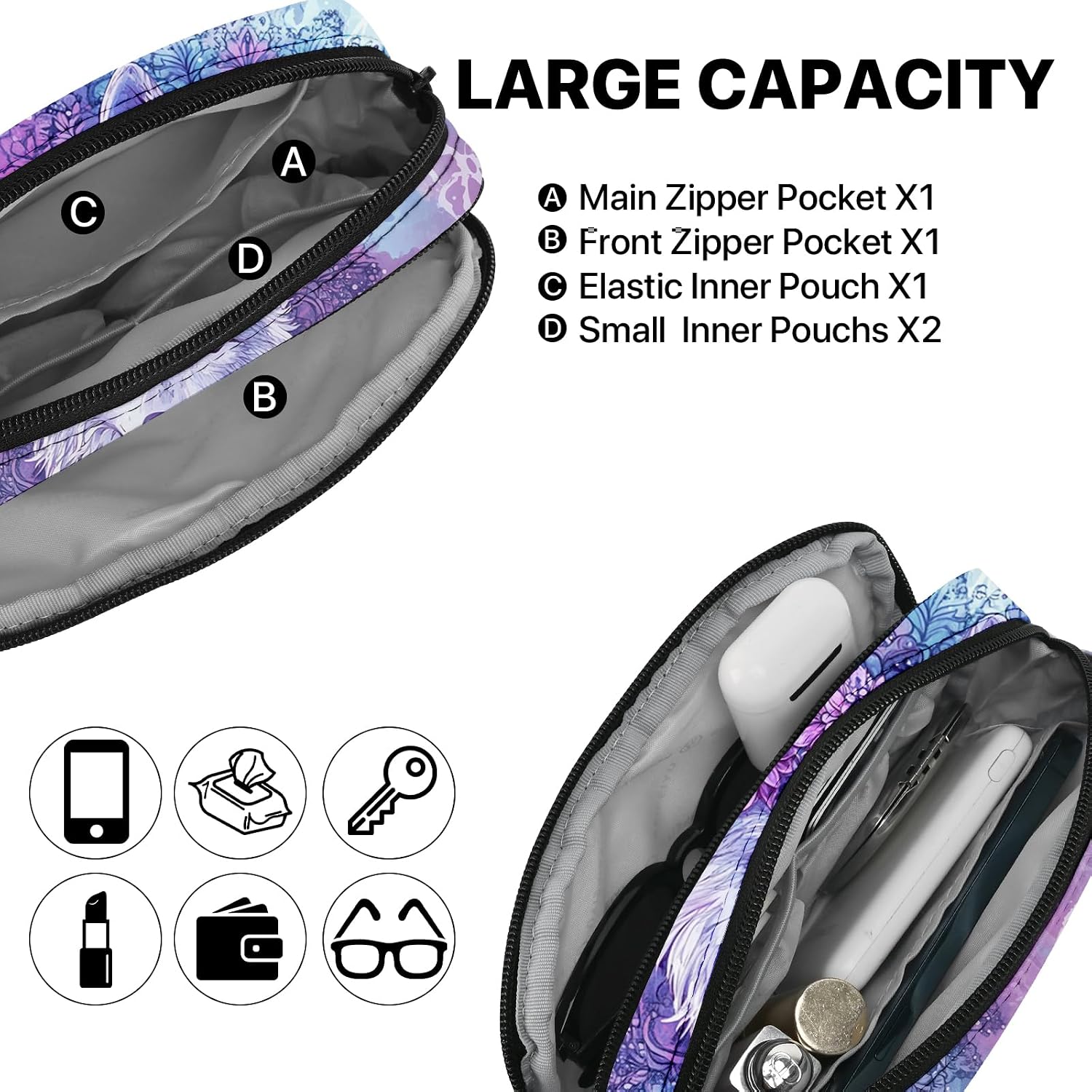 Wolf Fanny Pack for Women Casual Belt Bag Waterproof Waist Bags for Travel Hiking Sports