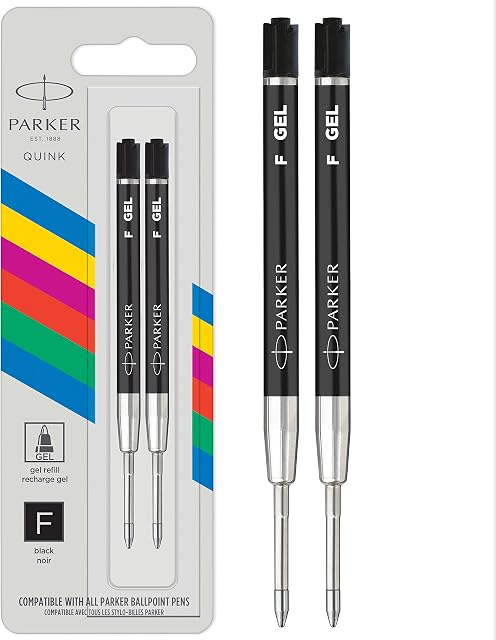 Parker Gel Pen Refill | Fine Tip (0.5mm) | Black QUINK Ink | 2 Count
