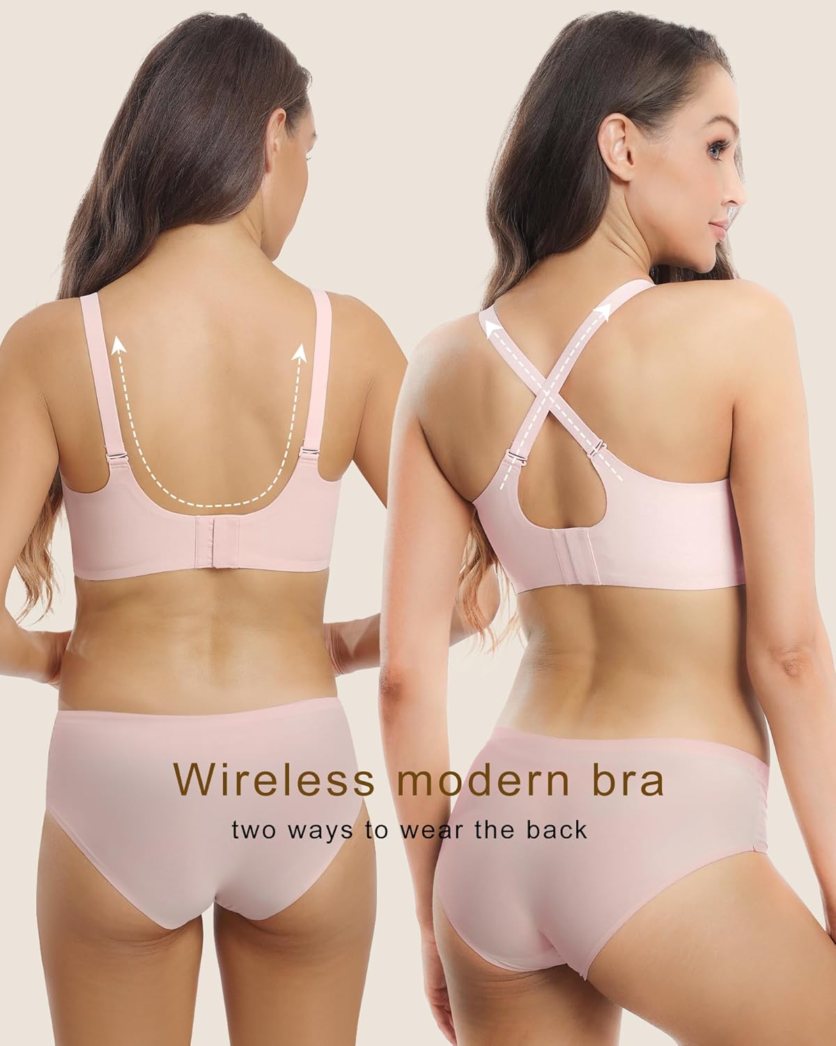 HORISUN Bras for Women No Underwire V Neck Scalloped Wireless Push Up Bra with Soft Support Comfort Seamless Bralettes - Image 4