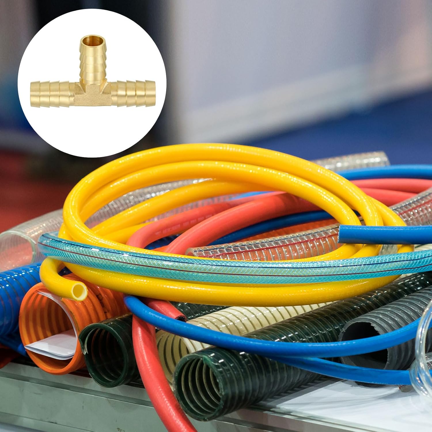 PATIKIL 1/2" Barb Tee Fitting, 20 Pcs 3 Way Union T-Shaped Brass Hose Barbed Fittings Intersection for Water Fuel Air Oil Gas