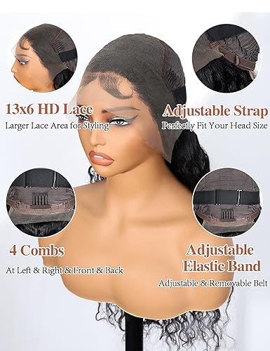 Miniatura 6 de Pelucas de cabello humano con encaje frontal transparente HD de 18 pulgadas y 13 x 6 pulgadas, predepiladas con abuelitos, rizado profundo, sin