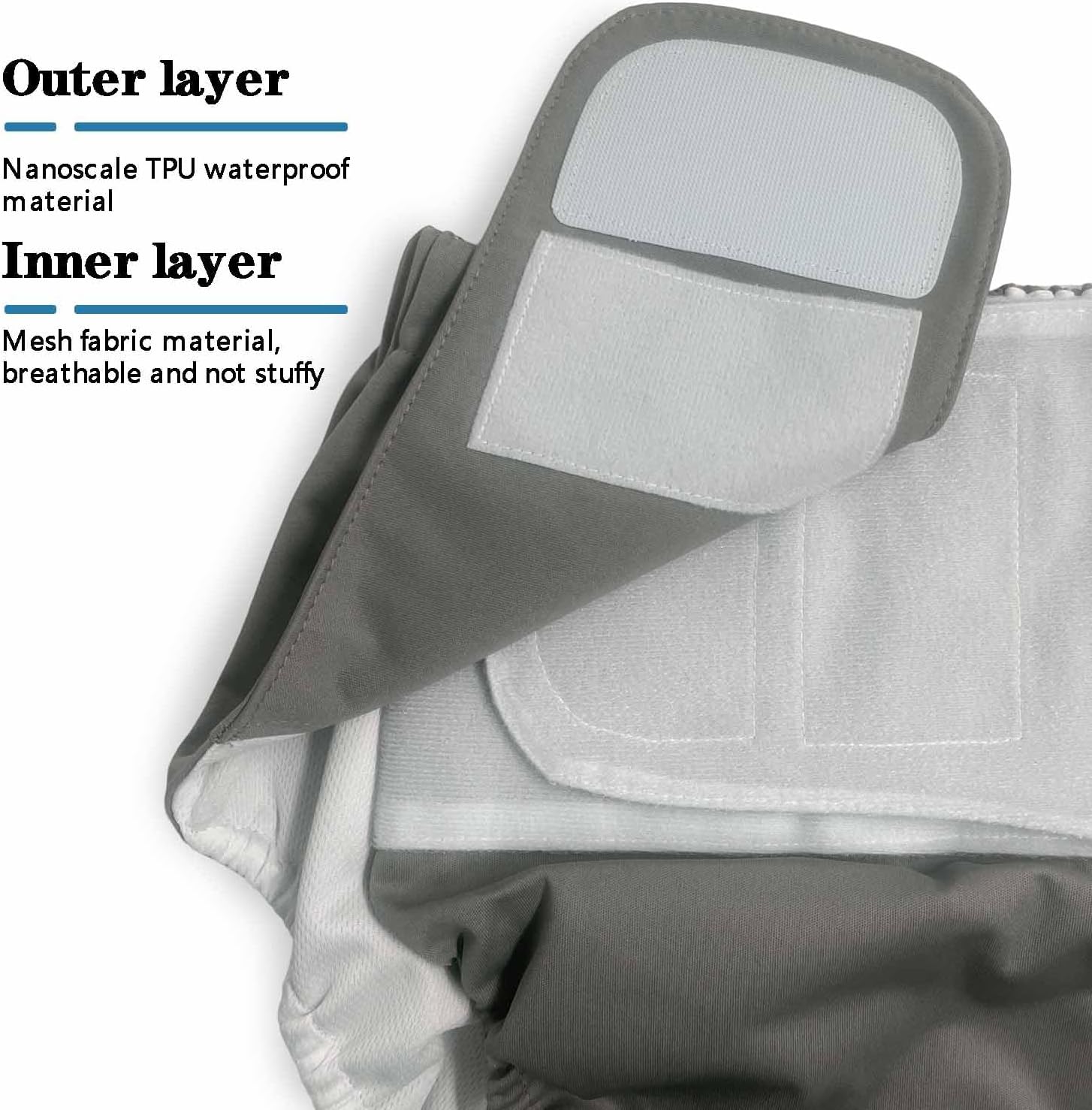 3 Pack TPU Adult Diaper Wraps with Oversized Diaper Inserts, Reusable Adult Nappies Washable, Bedridden Incontinence Brief