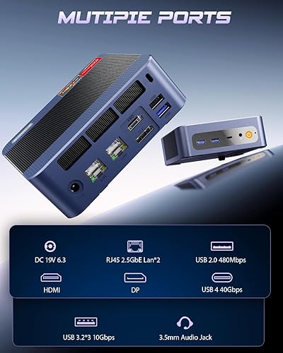 Miniatura 6 de BOSGAME Mini PC P3 Mix, Mini computadora de escritorio con AMD Ryzen 5 7640HS (hasta 5.0 GHz), 32 GB DDR5, 1 TB PCIe SSD, pantalla triple 4K, USB