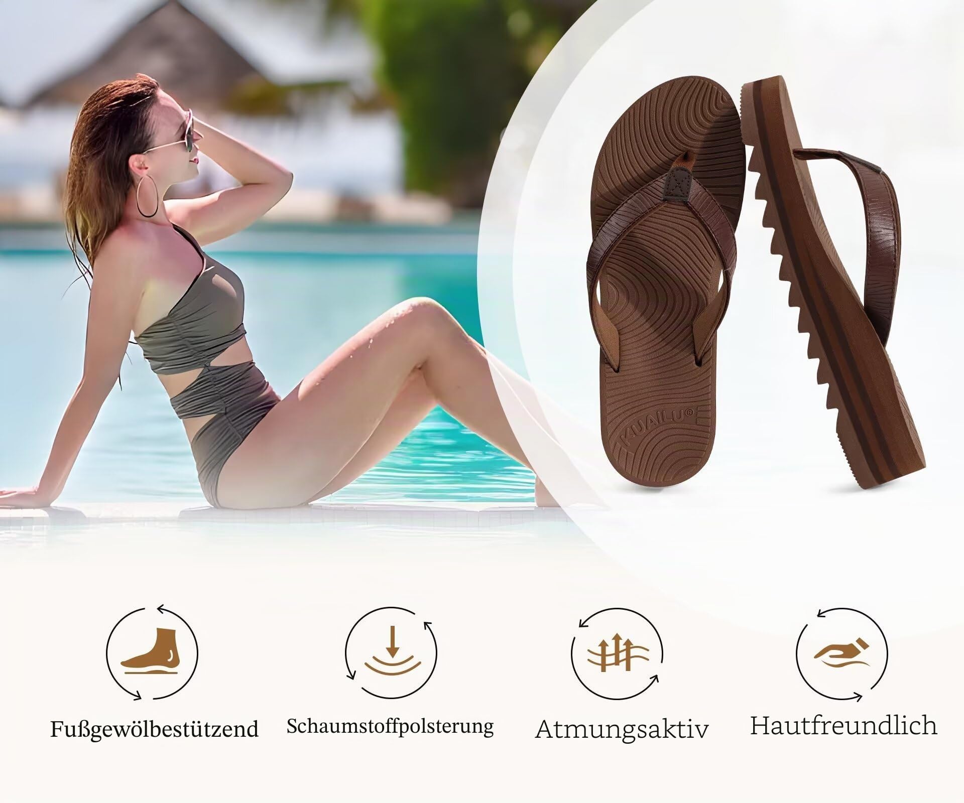 KuaiLu Damen Flip Flops Komfort Yoga Matte Plattform Leichte Zehentrenner für Frauen Dressy Sommer Strand Thong Sandalen, Weich Kissen Fußbett EU36-43