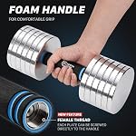 Northdeer V2.0 Adjustable Steel Dumbbells 40LB / 60LB - 2 in 1 Dumbbell Barbell Set for Home Gym Workout - Compatible with V1.0 Dumbbells