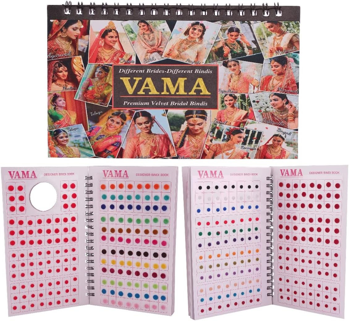 VAMA Fashions Plain Round Multicolour Kumkum Forehead Reusable Self-Adhesive Sticker Small Bindis Bindiya Spiral Bindi Book Mini Size For Girls (948 - Small Bindi Booklet)