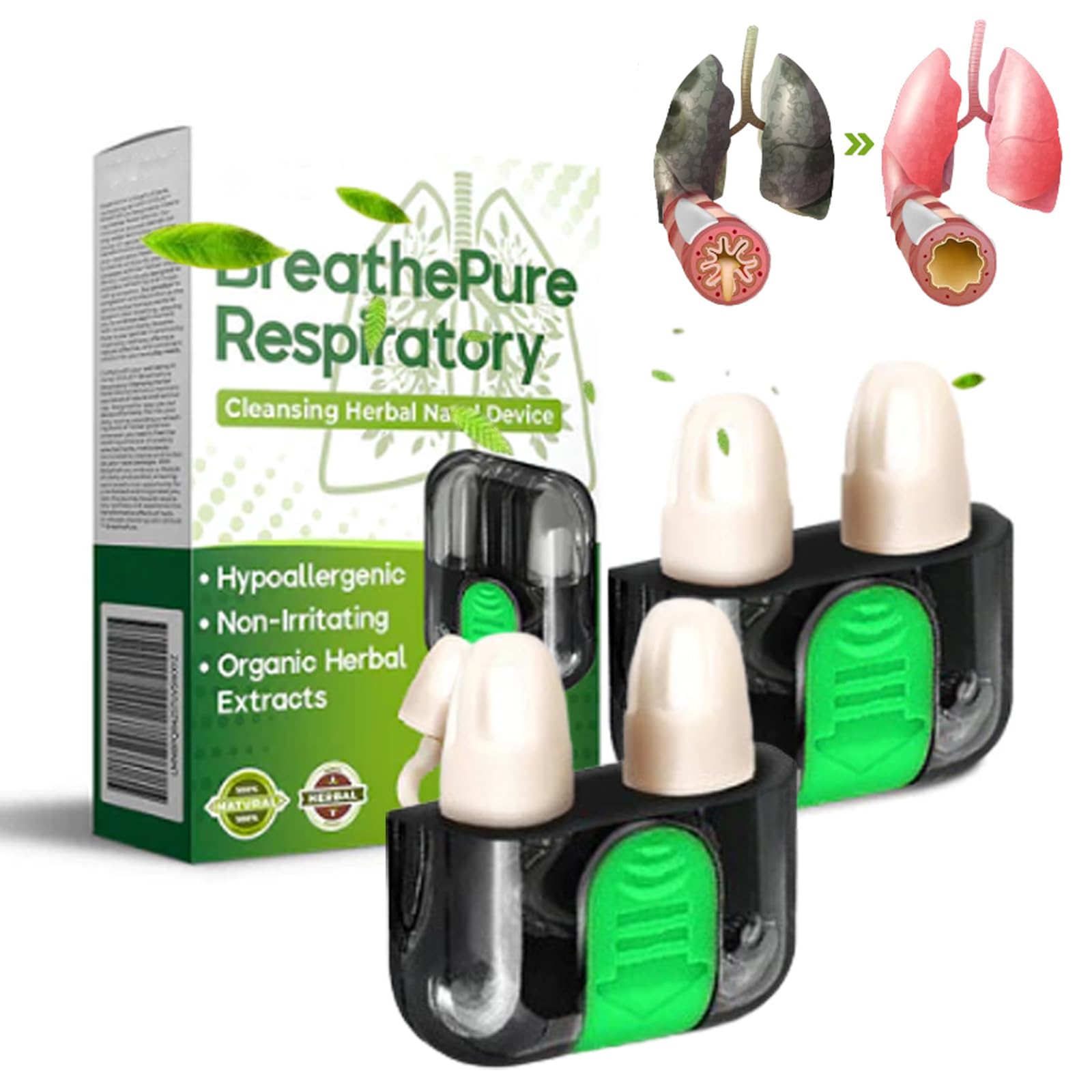 BreathePure Respiratory Cleansing Herbal Nasal Device, Health Control Nasal Device Protect Your Health (2 Pcs)