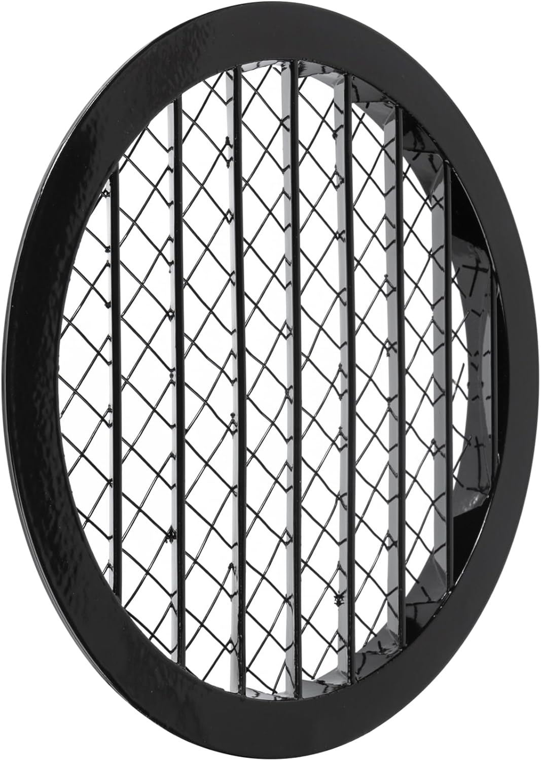 Vent Systems 8" Inch Soffit Vent Cover - Black Round Air Vent Louver - Grill Cover - Built-in Mesh Screen - HVAC Vents for Outside Use, Home Office, Kitchen - Industrial Aluminum Alloy Grille