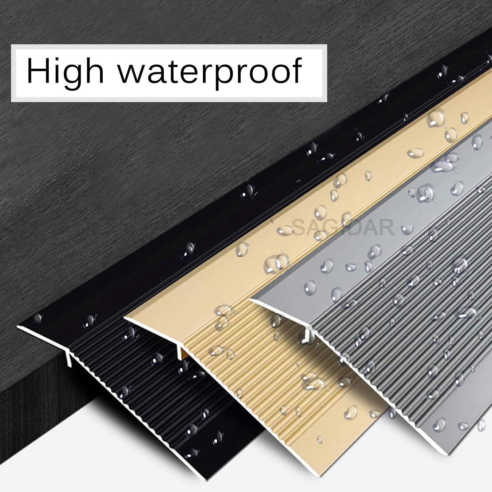 SAGIDAR Barre De Seuil De 10cm De Large, Bandes De Transition De Seuil Robustes, Seuils Réducteur en Aluminium, Robuste Et Durable, Facile À Installer, Rampe D'entrée Baguette Recouvrement