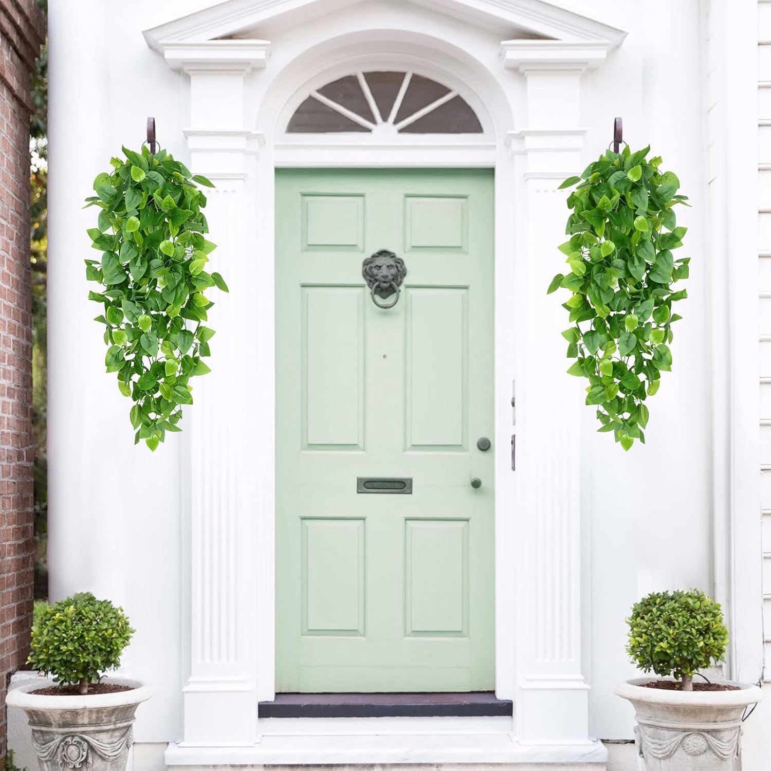 Waipfaru Fake Hanging Plants, 4pcs Artificial Hanging Plant, Faux Ivy Pothos Vines Greenery for Wall Home Bedroom Living Room Aesthetic Kitchen Office Aesthetic Kitchen Indoor Outdoor Decor