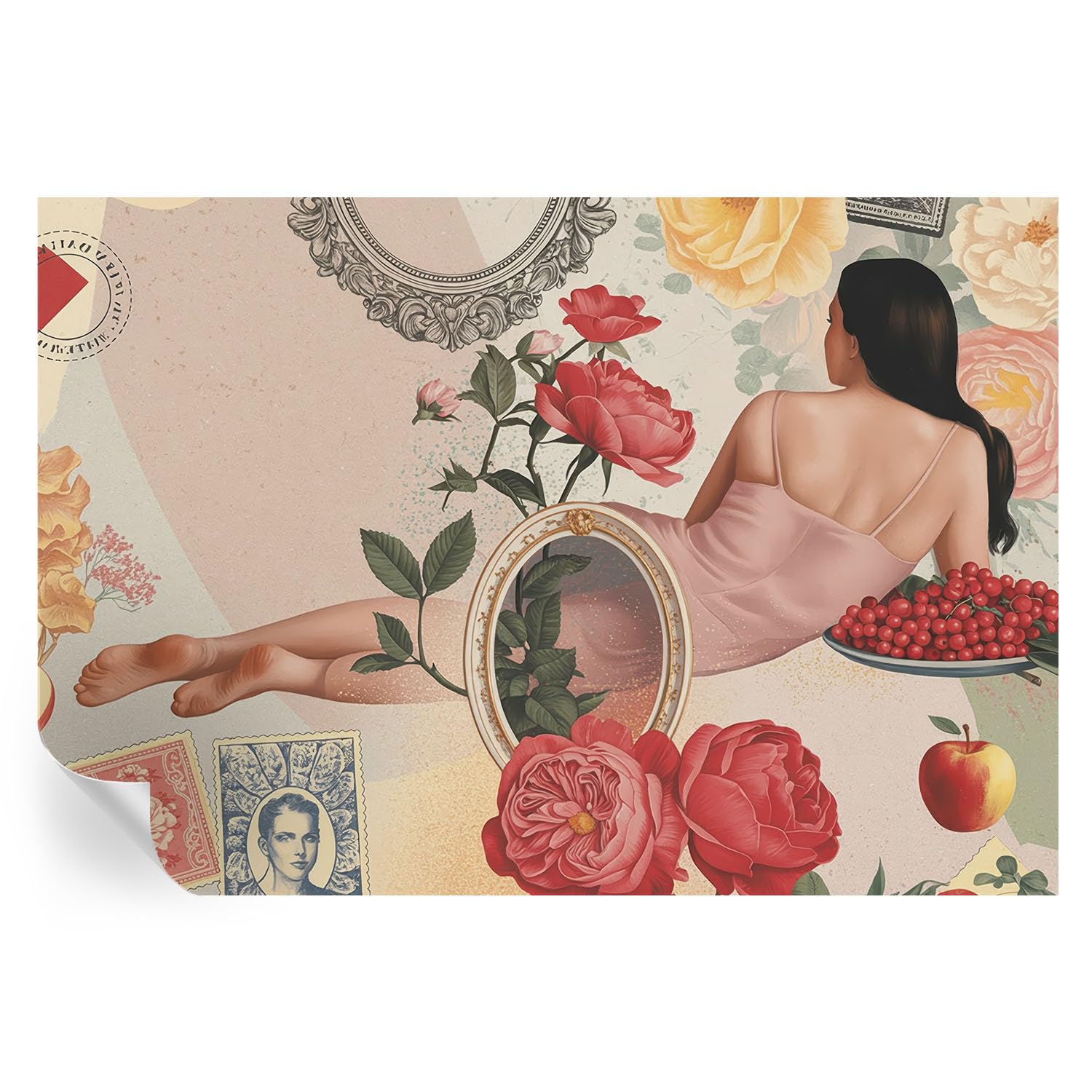 Vinilos decorativos de pared 152x104 cm con estampados florales elegantes para hogar