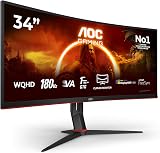 AOC CU34G2XP/BK 34 inch UW-QHD Gaming Monitor Curved, 180Hz, Fast VA Panel, 1ms MPRT, Adaptive Sync, HDR400, FreeSync Premium, (3440x1440 HDMI 2x 2.0 DP 2x 1.4 USB Hub) Black/Red - 1