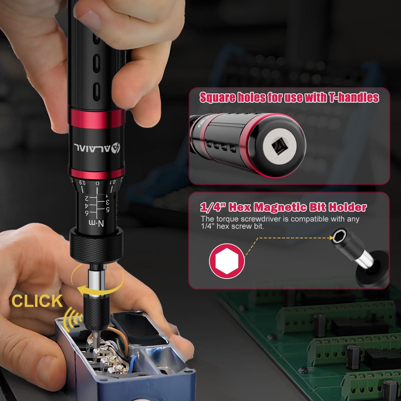 Wkrętak dynamometryczny 1/4", klucz dynamometryczny 1-6 Nm, 41-częściowy zestaw wkrętaków dynamometrycznych do narzędzi, roweru
