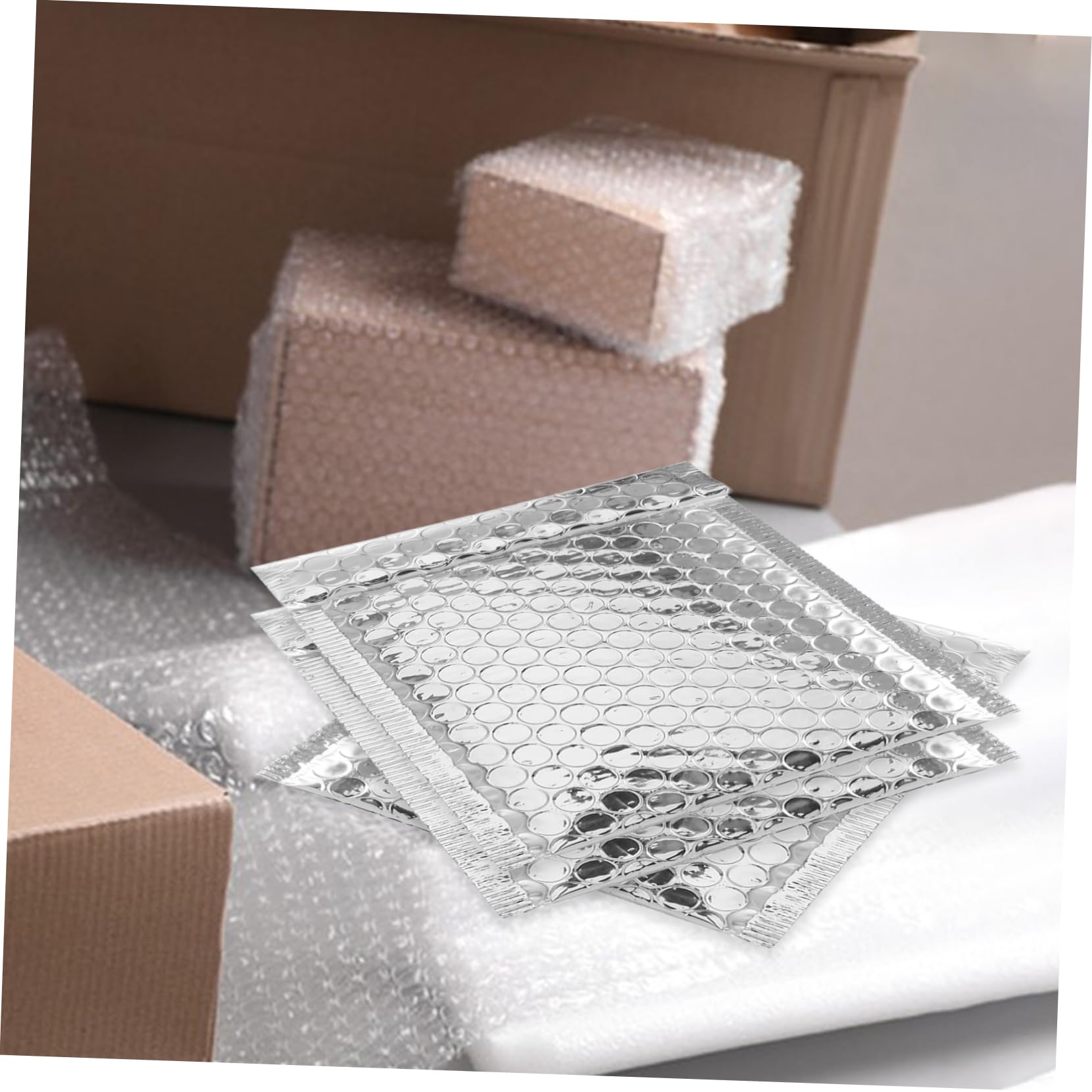 DOITOOL 100 Pezzi Buste Imbottite Argento Auto Sigillanti Buste per Spedizioni in Makrofol Leggere per Negozi e Uso Domestico
