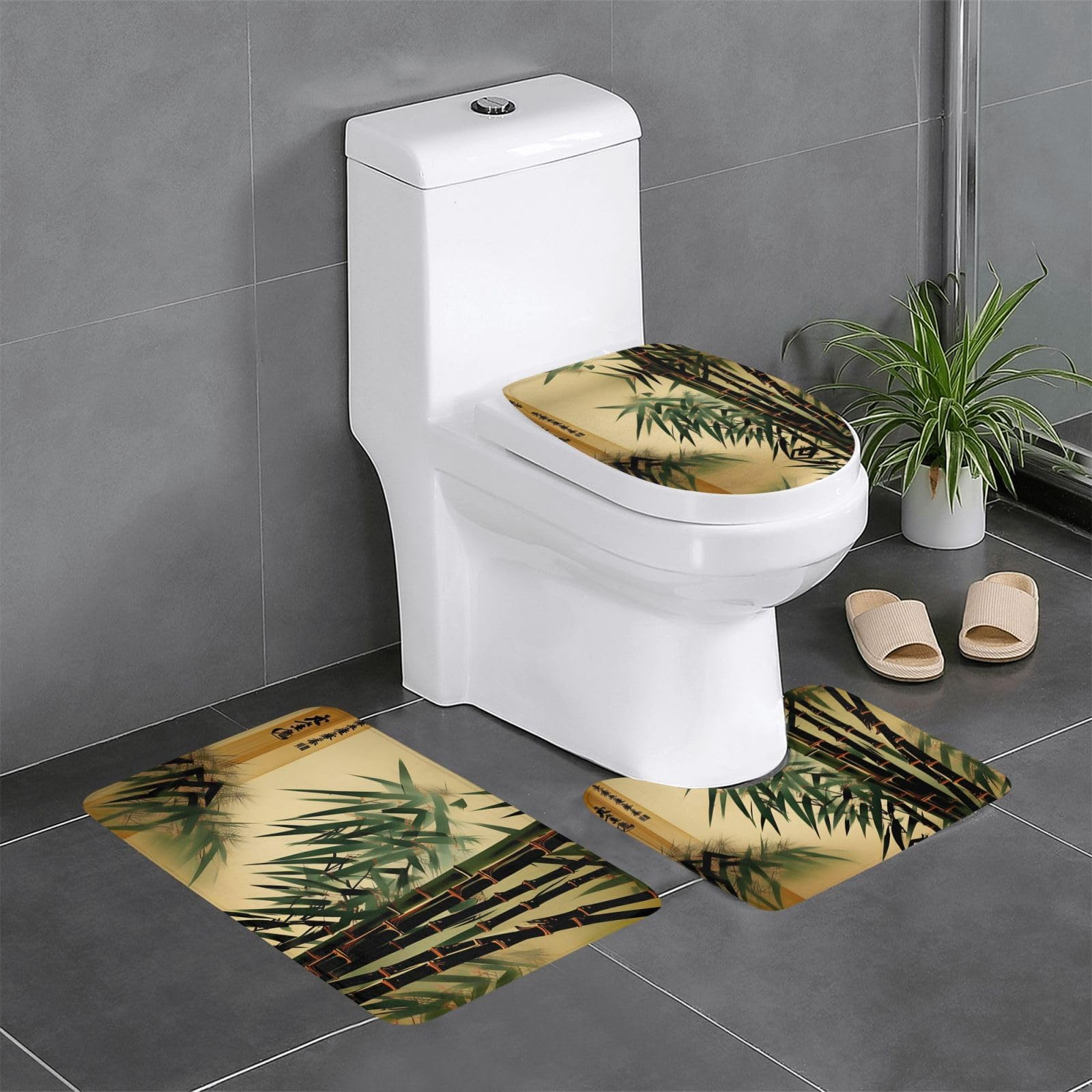 Ensemble tapis de bain chic motif WHJSSF 61x40 cm pour décoration élégante