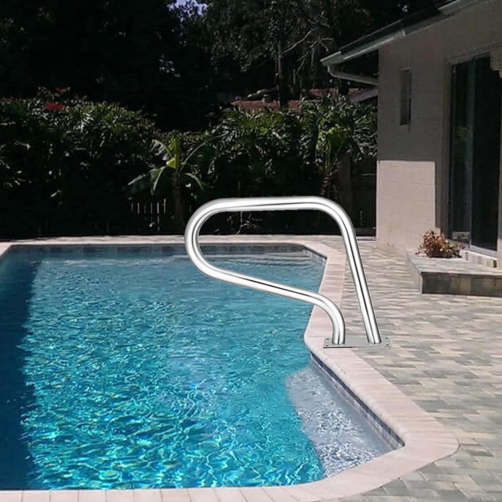Stainless Steel Pool Railing Swimming Pool Hand Railing, Pool Grab Rail Ladder Pool Safety Handrails for Garden Backyard Pools