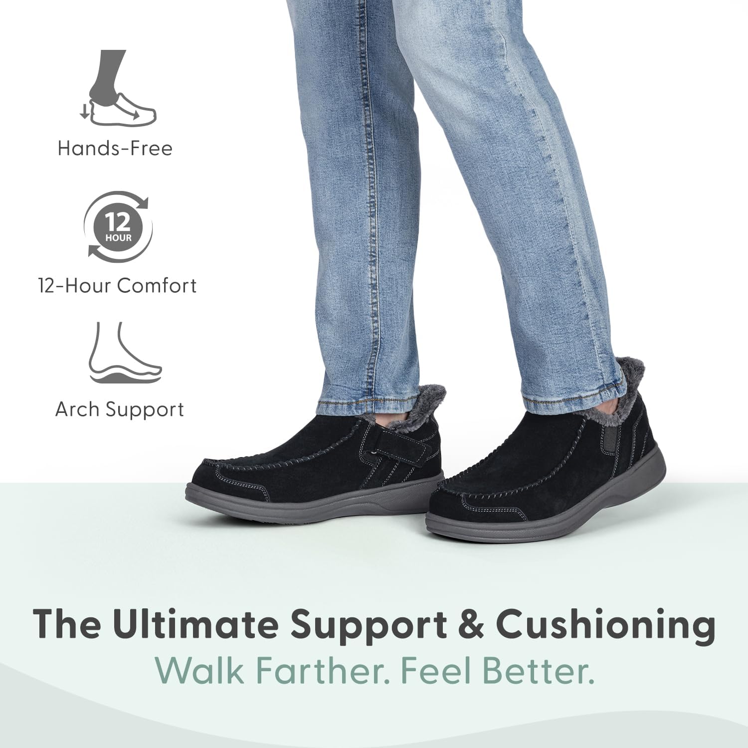 Orthofeet Men's Orthopedic Leather Vito Hands-Free Slipper - Image 2