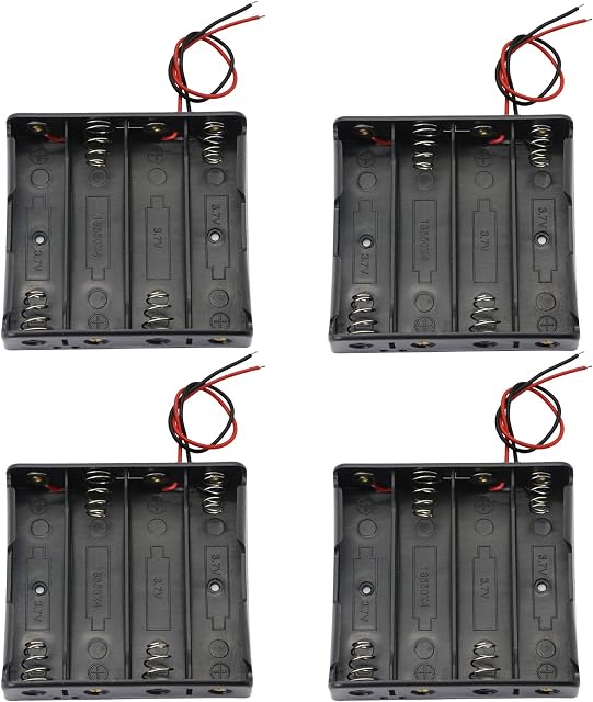 18650 Battery Clip, 4 Slots 3.7V DIY Battery Storage Box in Series Plastic Batteries Case KANGPING for 18650 Battery with Connect Lead(4-Pack)