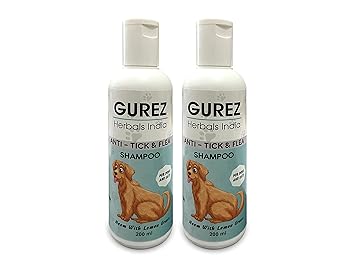 Gurez Herbals India Pet Shampoo for Dogs and Cats of All Breeds Repellent Lice Tick and Flea Anti-itching Dog Shampoo Made with Natural Neem and Lemon Grass (200 ml Pack of 2)