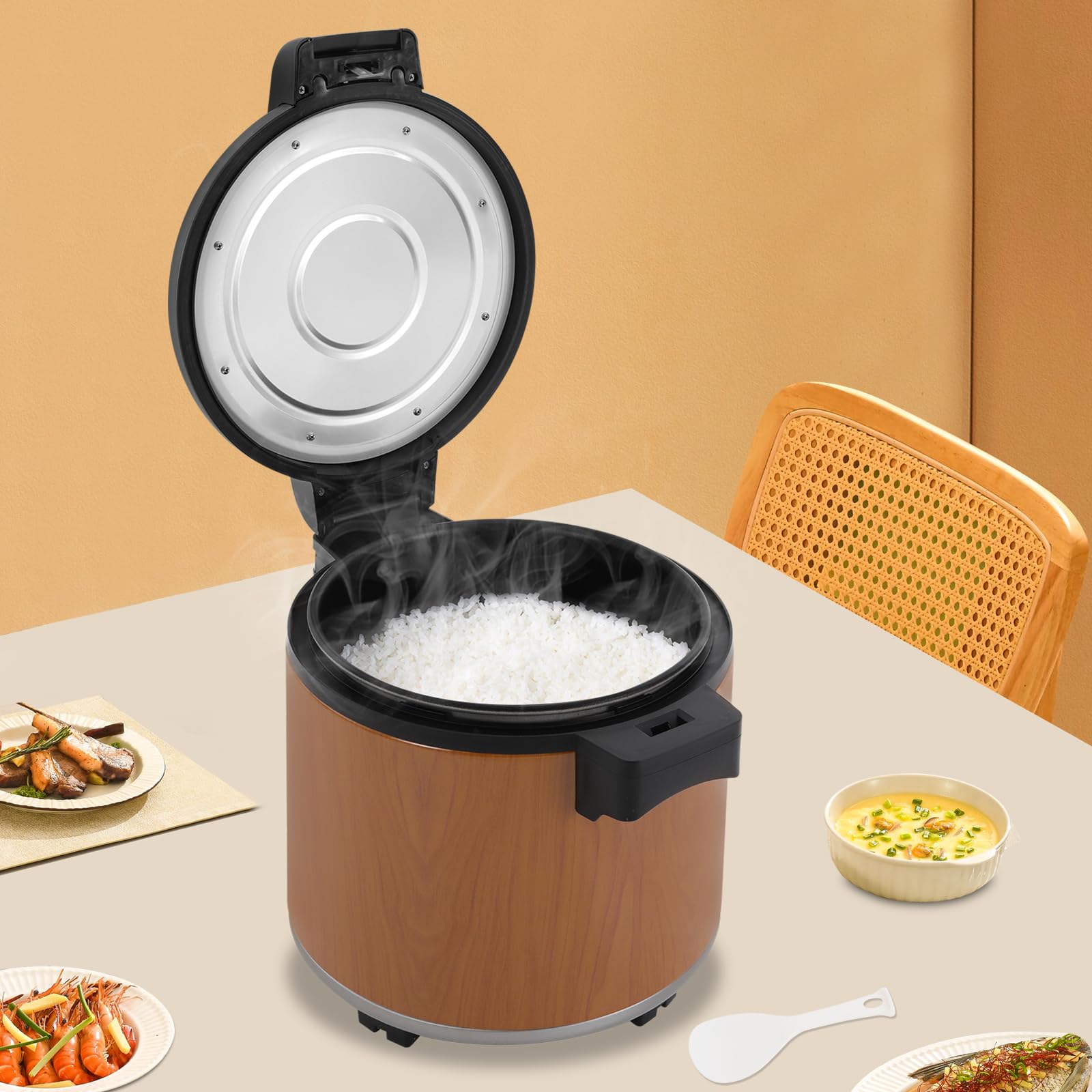 23L/6Gal Electric Rice Warmer, Commercial Stainless Steel Food Warmer, Warm Function Only, for Restaurant Party