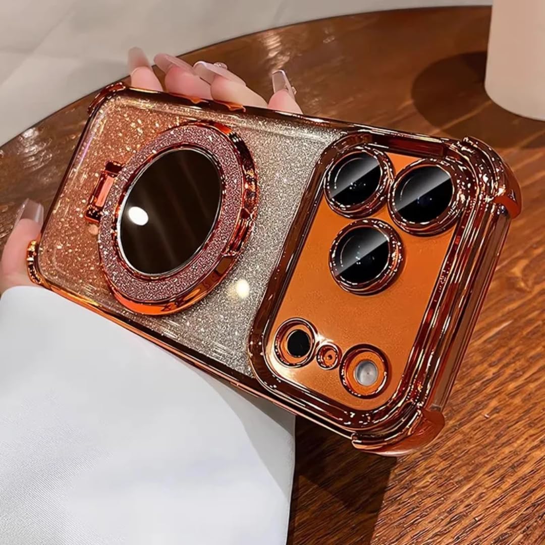 Étui pour iPhone 15 à paillettes effet dégradé protecteur muni d'un support - 7